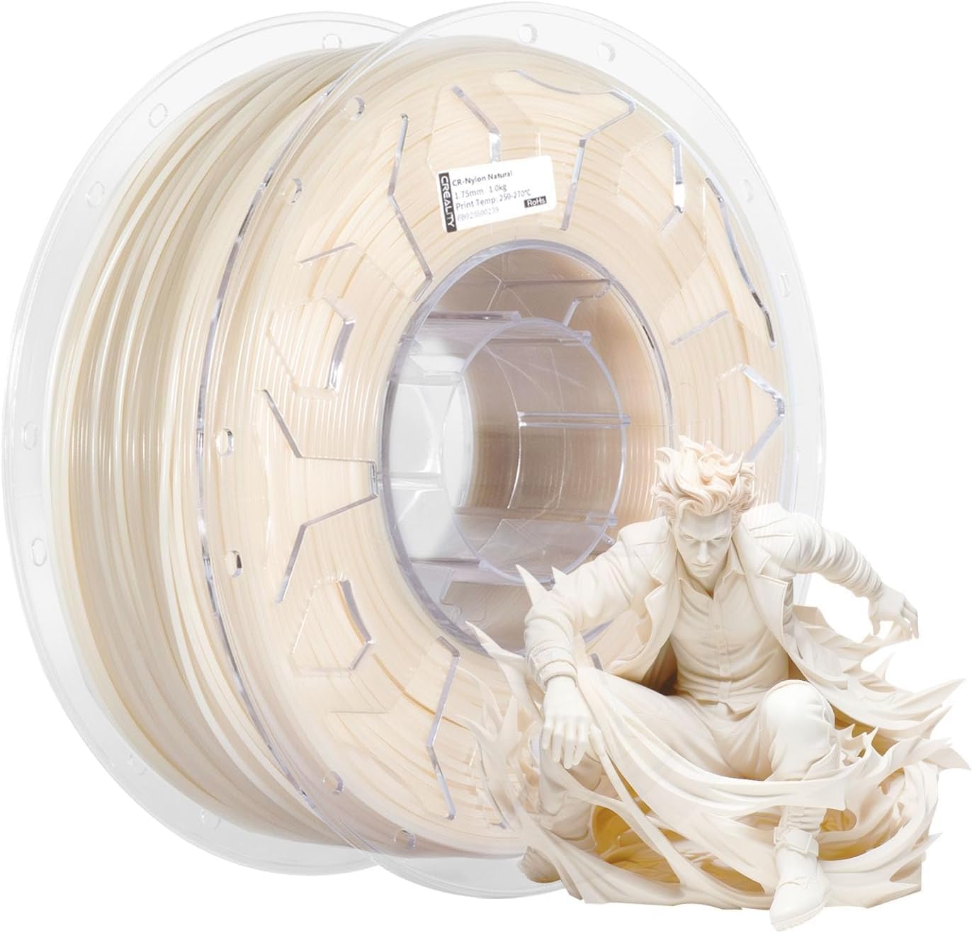 Creality Filamento in nylon da 1,75 mm, filamento per stampante 3D, bobina da 1,0 kg, precisione di misurazione ± 0,03 mm, nessuna curvatura e durezza migliorata, per stampante 3D FDM (nylon)