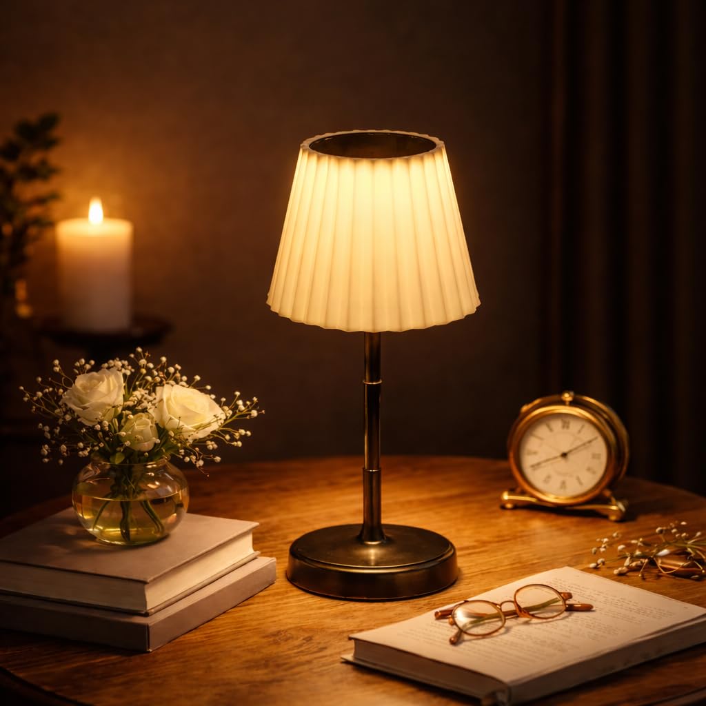 Lexton Cordless & USB Rechargeable LED Table Lamp | Portable Touch Control | 3 Light Color Tunable Table Lamp for Hotel, Cafe, Restaurant (White, Pack of 1)