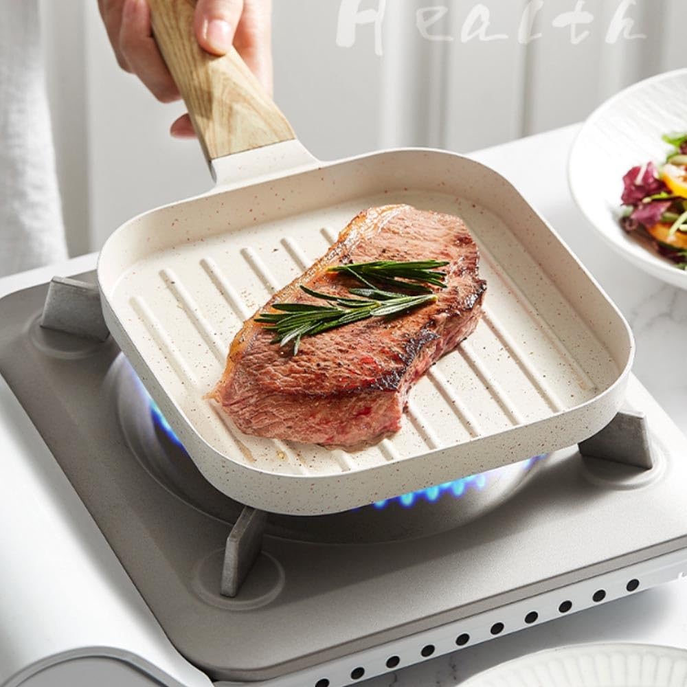 Patelnie Woki i patelnie do smażenia 7,5" Patelnia z powłoką granitową zapobiegającą przywieraniu, bez PFAS, bez PFOA, zdrowa patelnia do omletów, do kuchenek gazowych i