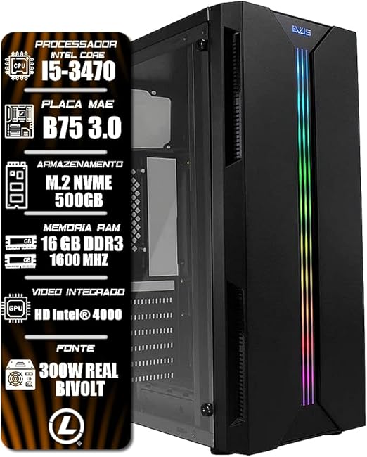 CPU HOME RGB INTEL CORE I5 3470/B75M 3.0/M.2 NVME 500GB/16GB DDR3