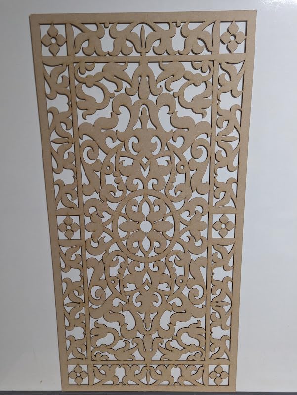 Panneau décoratif en bois - Cloison murale - Grille de radiateur - Décoration de meubles - Découpe au laser - Panneau MDF de 3 mm d'épaisseur - Dimensions : 1200 x 610 mm - Motif (001C) - Fabriqué au