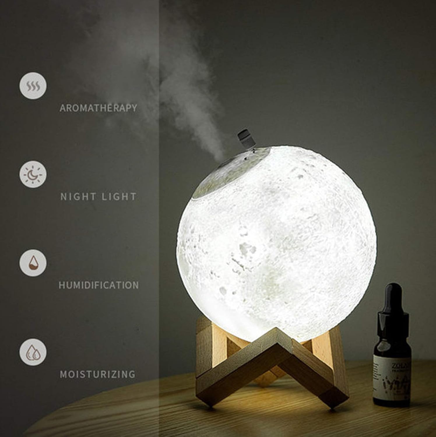 Difusor ultrasónico de aceites esenciales con lámpara nocturna LED, humidificador de aire USB, fabricante de niebla aromática, capacidad de 880 ml