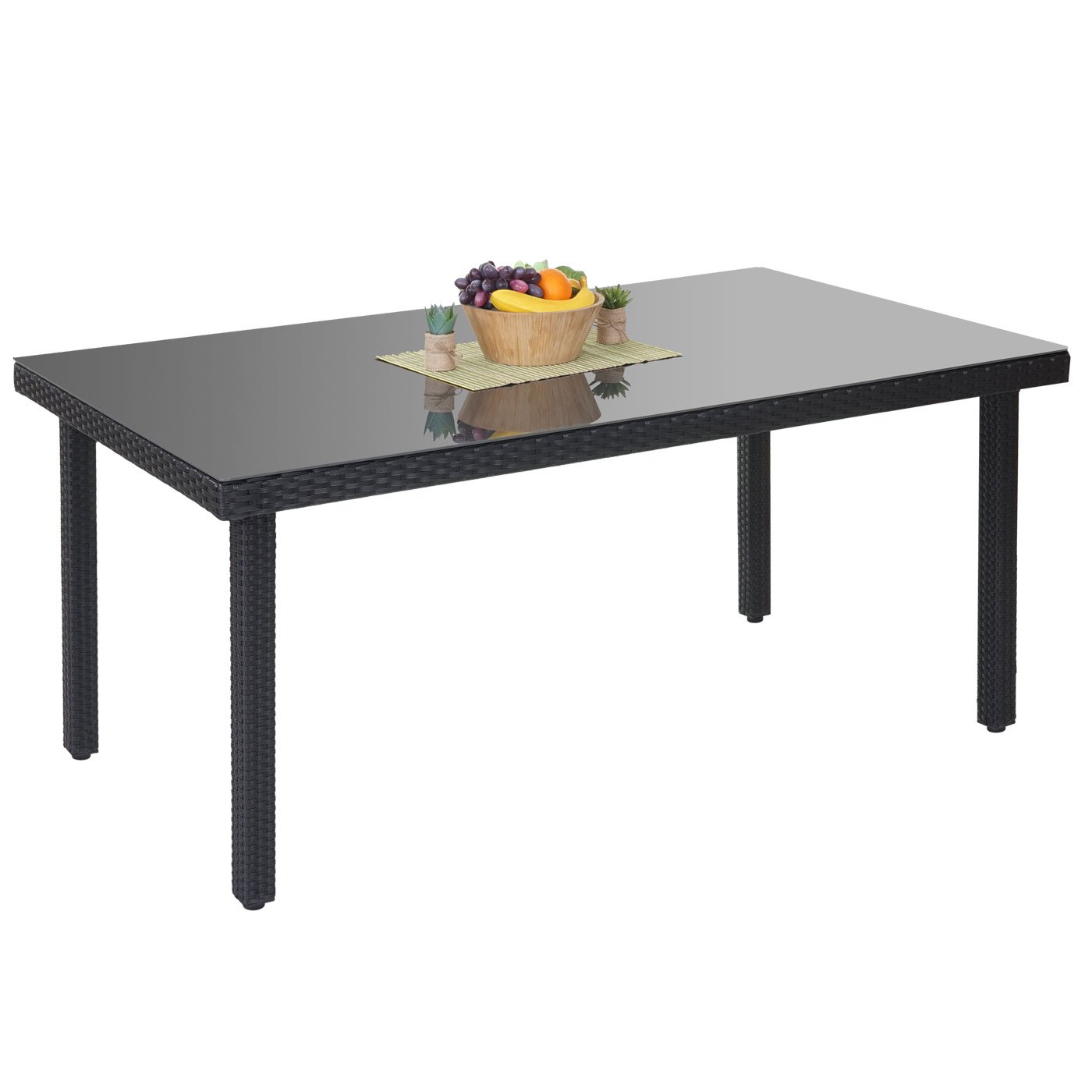 Mendler Poly-Rattan Gartentisch Cava, 160x90x74cm - anthrazit