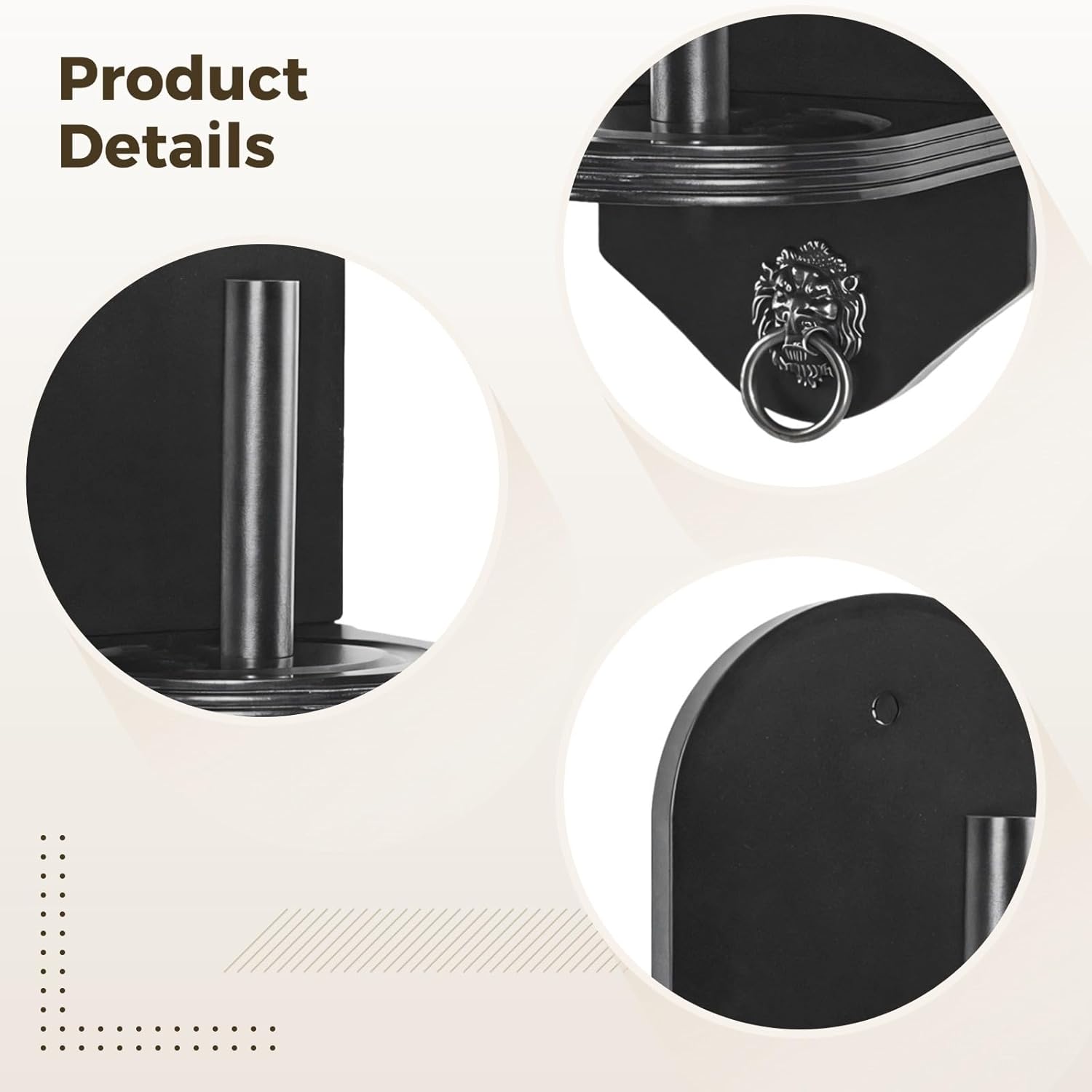 Walnut Wood Cone Chalk Holder - Billiards Wall Mount Accessory, Pine Construction with Lion Head Ring - Easy Installation, Ideal for Game Rooms and Pool Tables