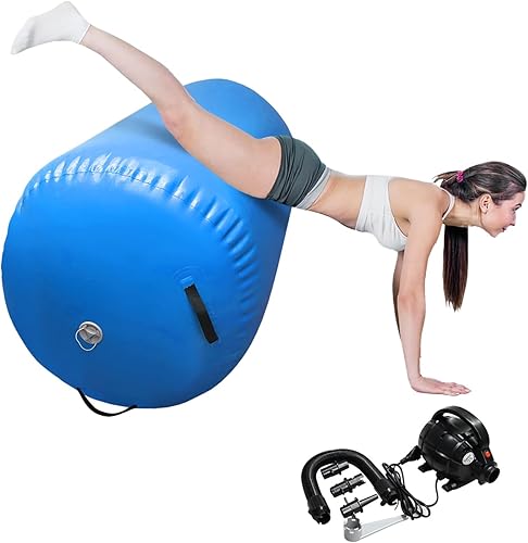 BYBAG Esterilla hinchable con rodillo trasero de barril de aire con bomba eléctrica equipo de gimnasia para uso doméstico entrenamiento de gimnasio