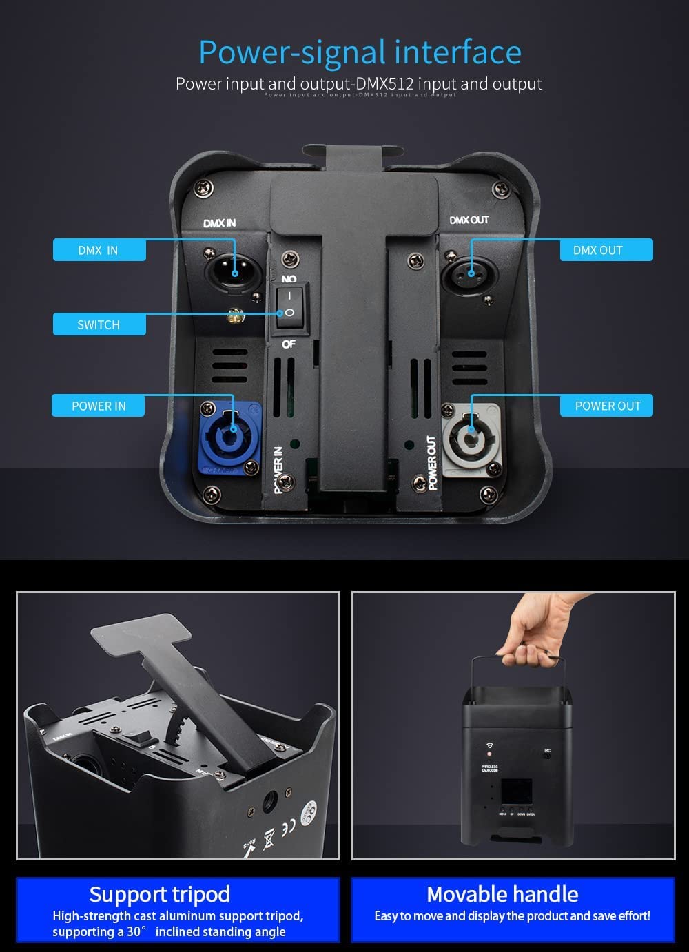 U`King 4 luci par led 108W ricaricabili batteria RGBWA+UV Uplight esterna con telecomando/APP/IR/DMX 9600 mAh luce da discoteca per la festa per dj bar KTV Band Matrimonio- Spedizione Germania