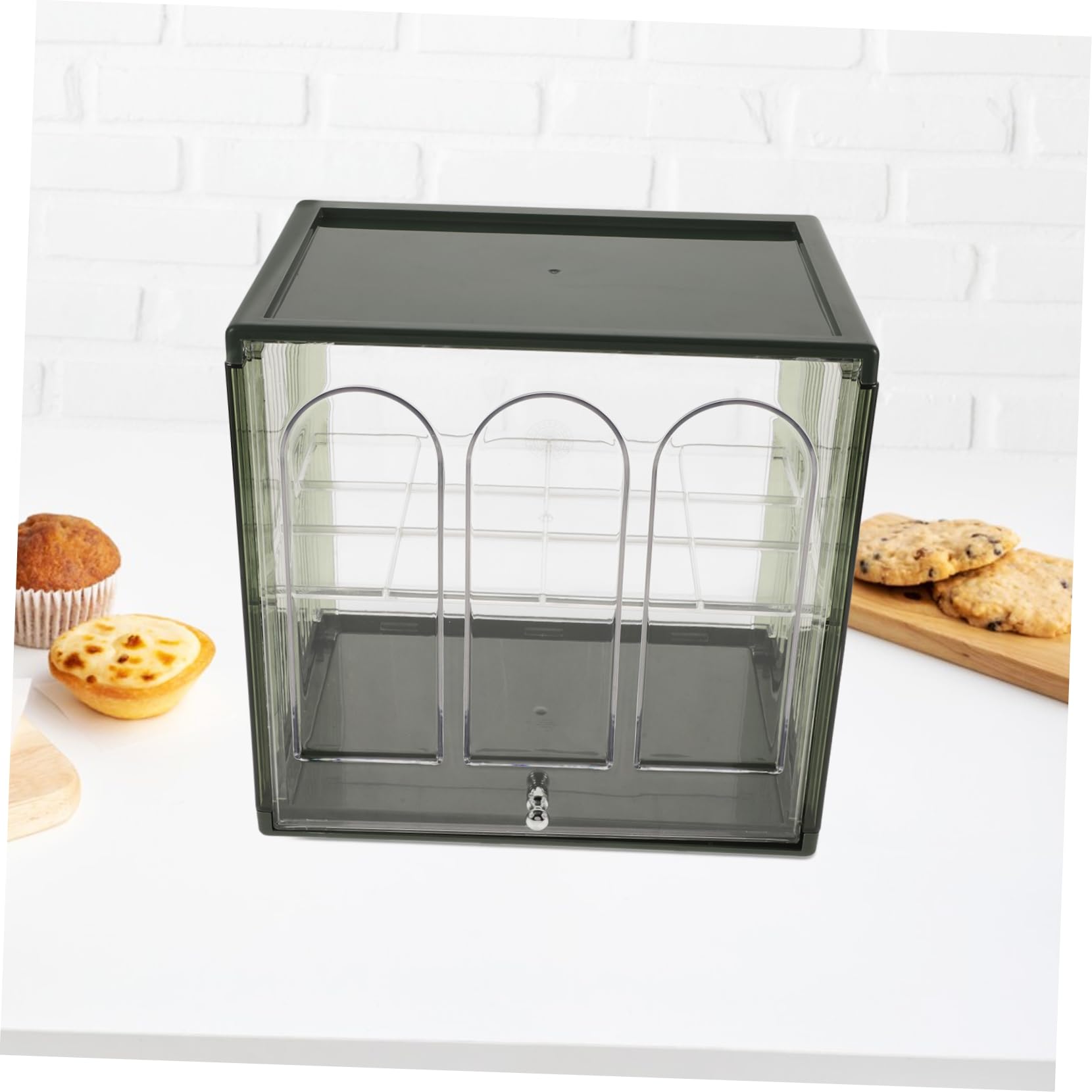 TOPPERFUN Caja de Doble Capa Transparente para Cocina, Hermética Gran Capacidad, Adecuada para Guardar Pan en Casa o Mostrarlo en Panadería