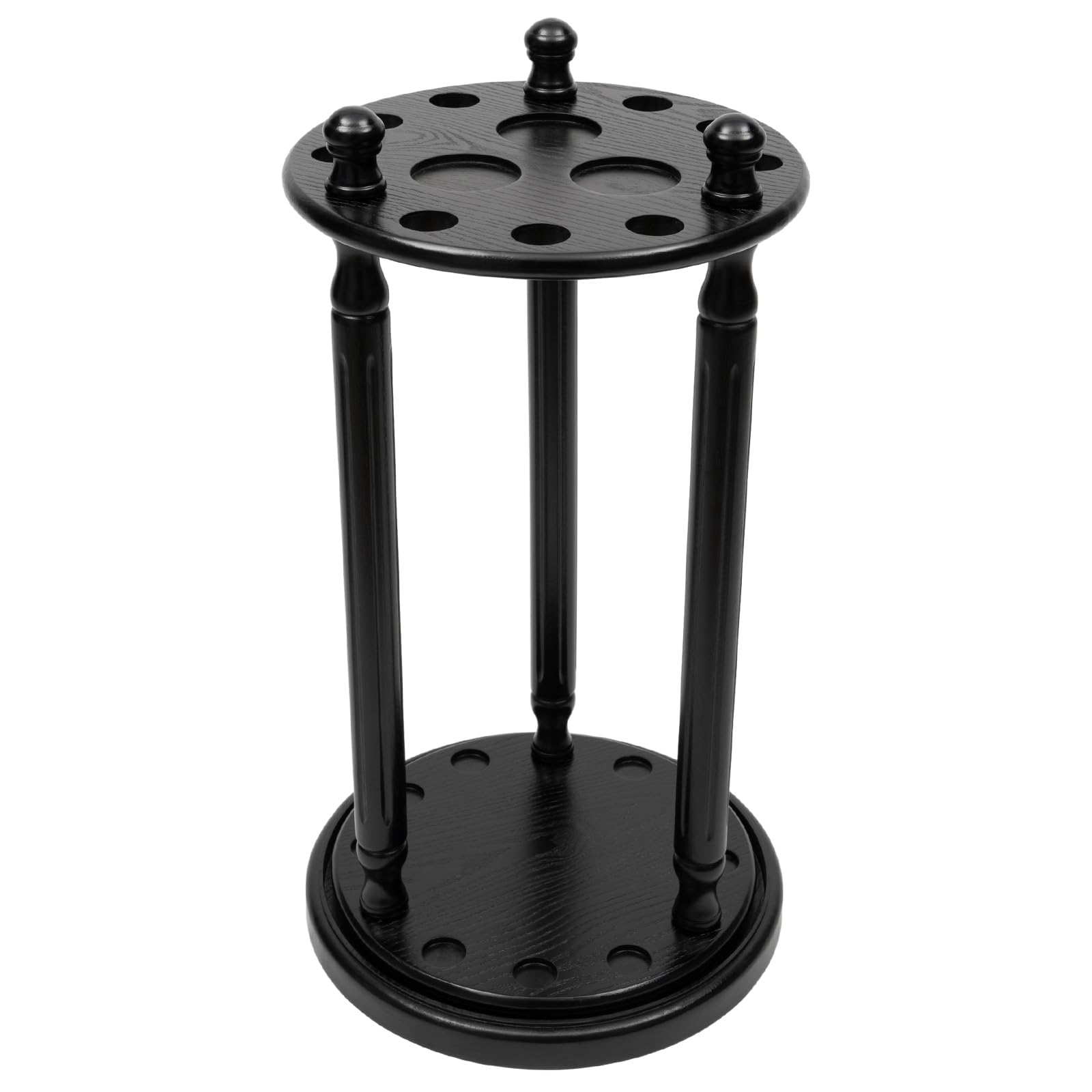 Eieblek 9 Hole Pool Stick Holder, Revolving Billiard Cue Rack, Wood Poles Wooden Organizer Floor Stand, Round Pool Table Stick Holder, for Club Billiard Room, Black