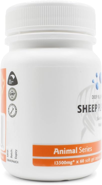 نيوزيلندا خروف المشيمة مع استخراج بذور العنب وفيتامين E - 13500mg x 60 كبسولات هلامية ناعمة - يدعم صحة البشرة وحيوية