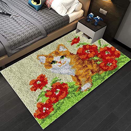 85x115cmkit de ganchos de pestillo para alfombras,kit de tejer ​con gancho cojín de sofá alfombra,kit de alfombras con gancho de pestillo,kit de gancho diy alfombra,para niños,adultos y principiantes Cover