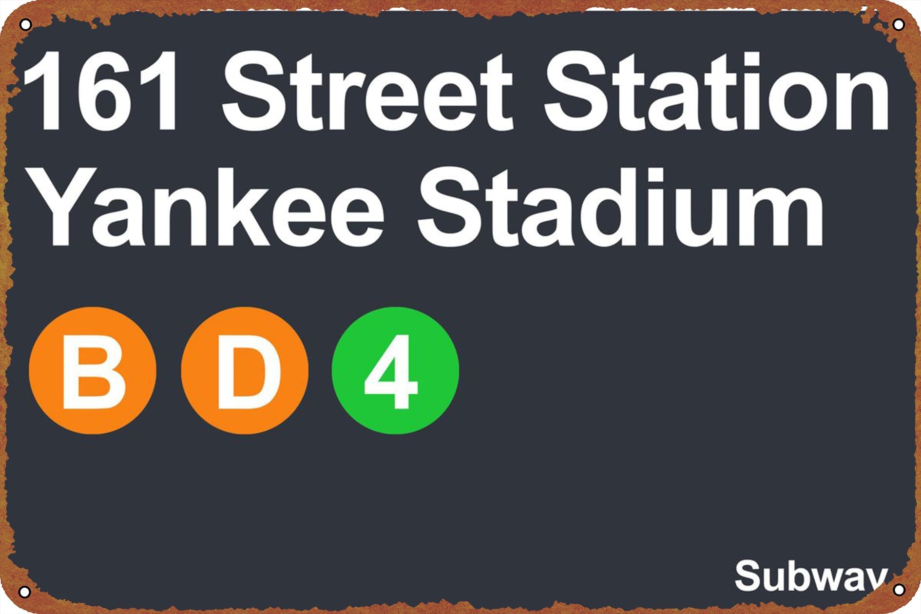 yankee stadium subway sgin Poster Vintage Tin Sign for Bar Office Home Wall Decor Gift Retro Metal Sign 12 X 8 inch