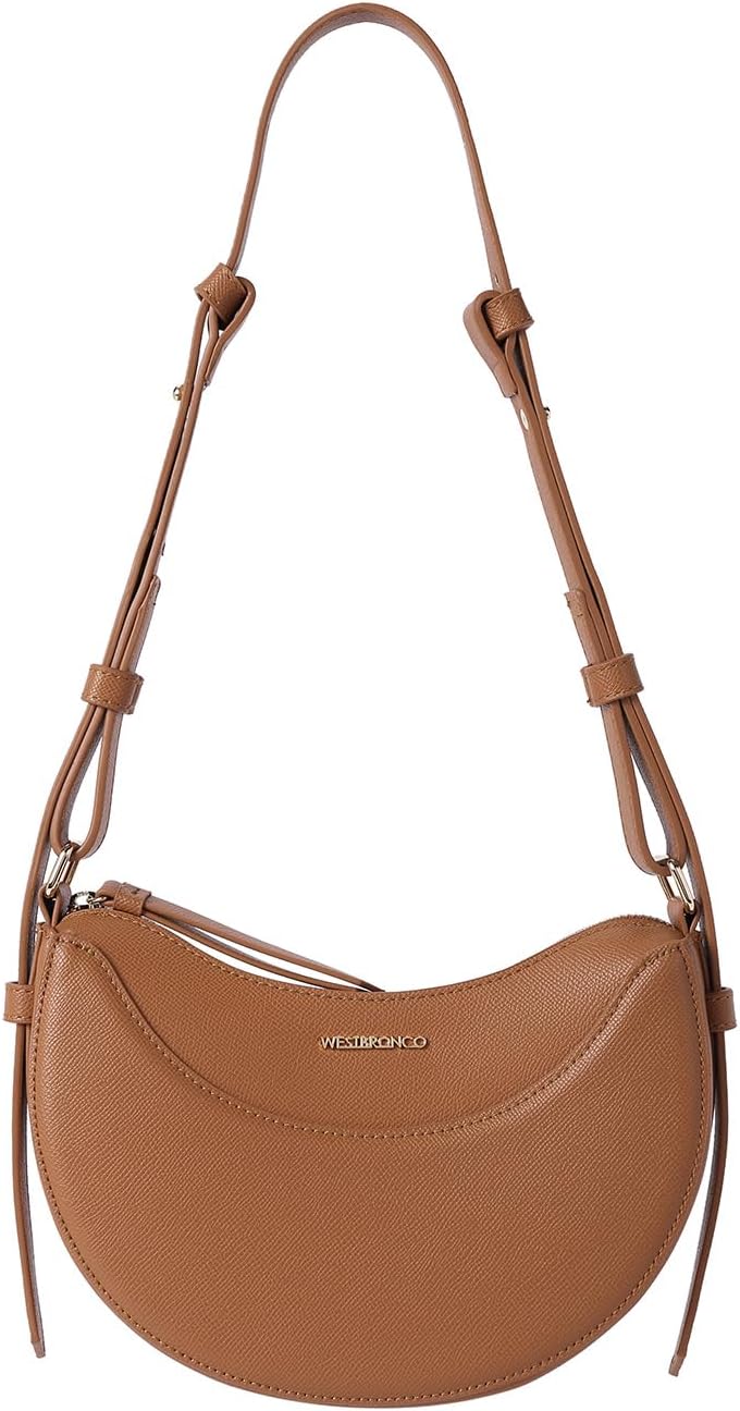 WESTBRONCOCrescent Leather Shoulder Bag for Women - Designer Crossbody Handbag Purse Hobo