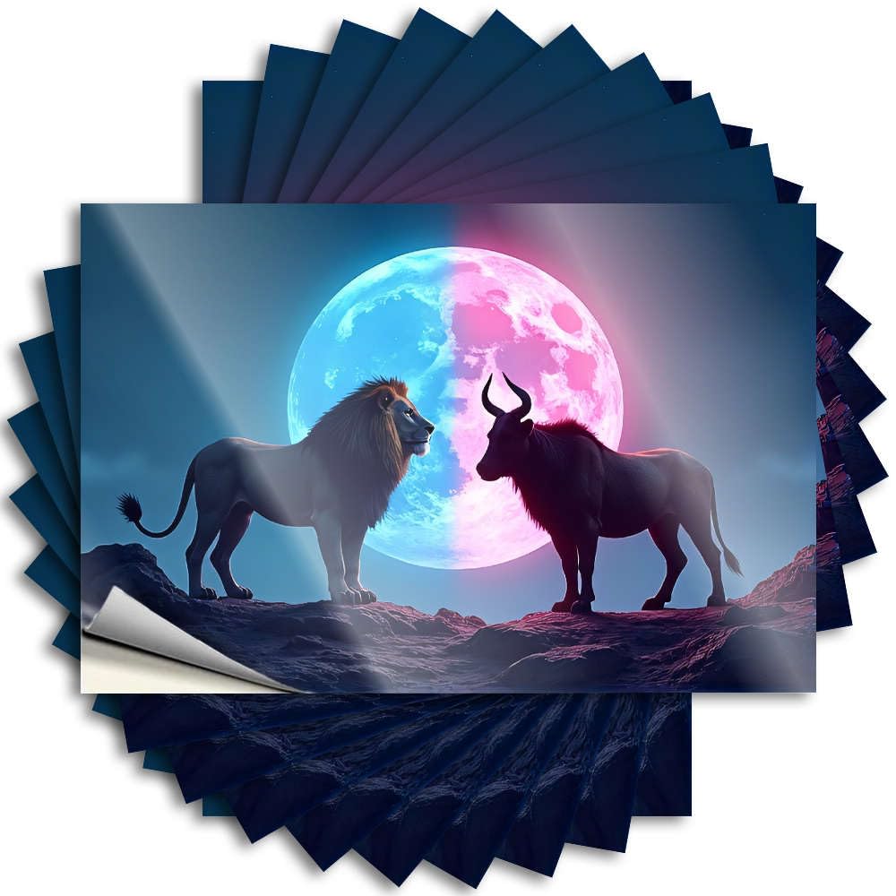 Work, Sticker Funny Garage Quote Stickers, Coastal No Residue Decals for Luggage | Diatomaceous Party Favor Custom Lion and Wildebeest Under A Colorful Moon(12X18CM)