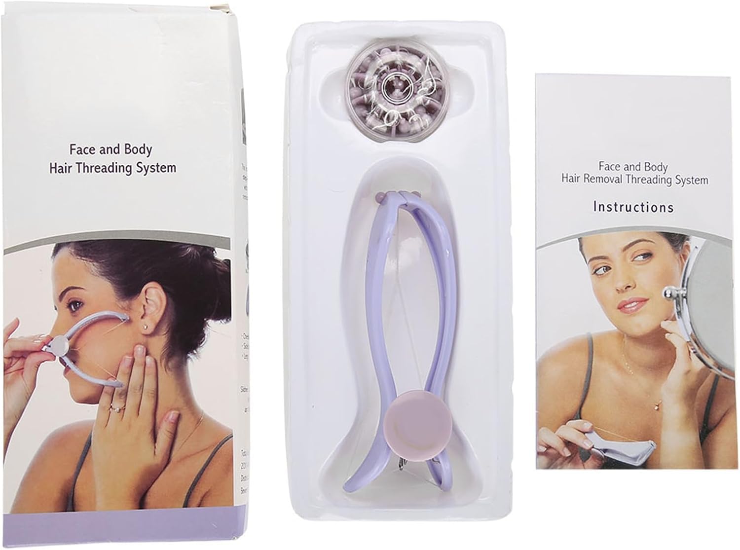 Aezta Eyebrow Face and Body Hair Threading Removal Epilator For Eyebrows Lining & Trimming, Face, Chin & Upper Lip Machine Shaver System Tweezer Kit 3