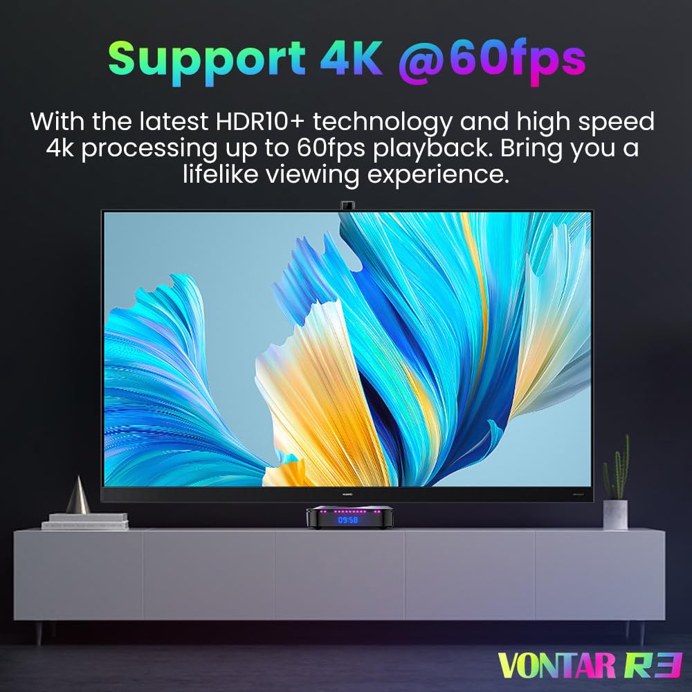 CHROX Android 13.0 TV Box,VONTAR R3 4G RAM 128G ROM RK3528 avec Double WiFi 2.4G/5.8G, BT 5.0+ Quad-Core 64 Bits 4K/8K UHD H.265 Ethernet LAN 3D Set Top TV Box avec Mini Clavier sans Fil,4gb+128gb