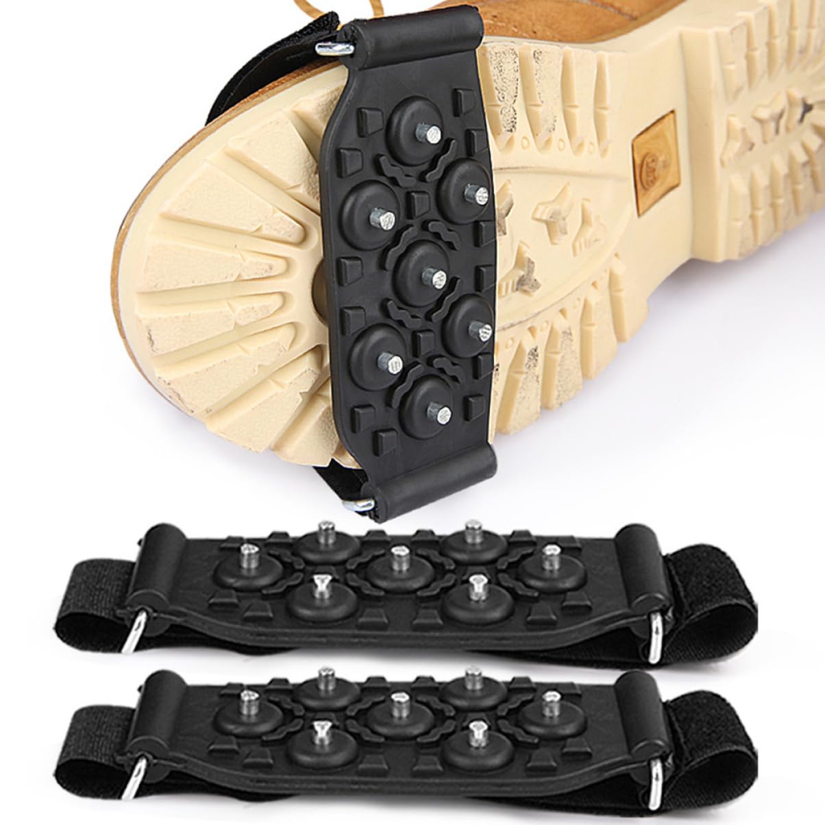 TOYANDONA Ramponcini Antiscivolo Regolabili per Escursionismo e Arrampicata Copertura per Scarpe con Denti per Neve e Ghiaccio Adatta Tipi