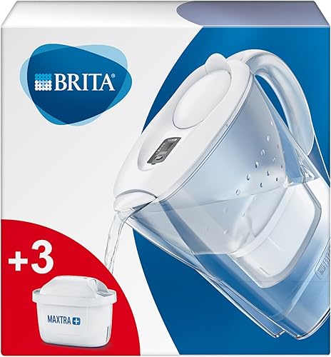 Brita Marella - Paquete de iniciación de jarra y cartuchos con filtro de agua fría color blanco