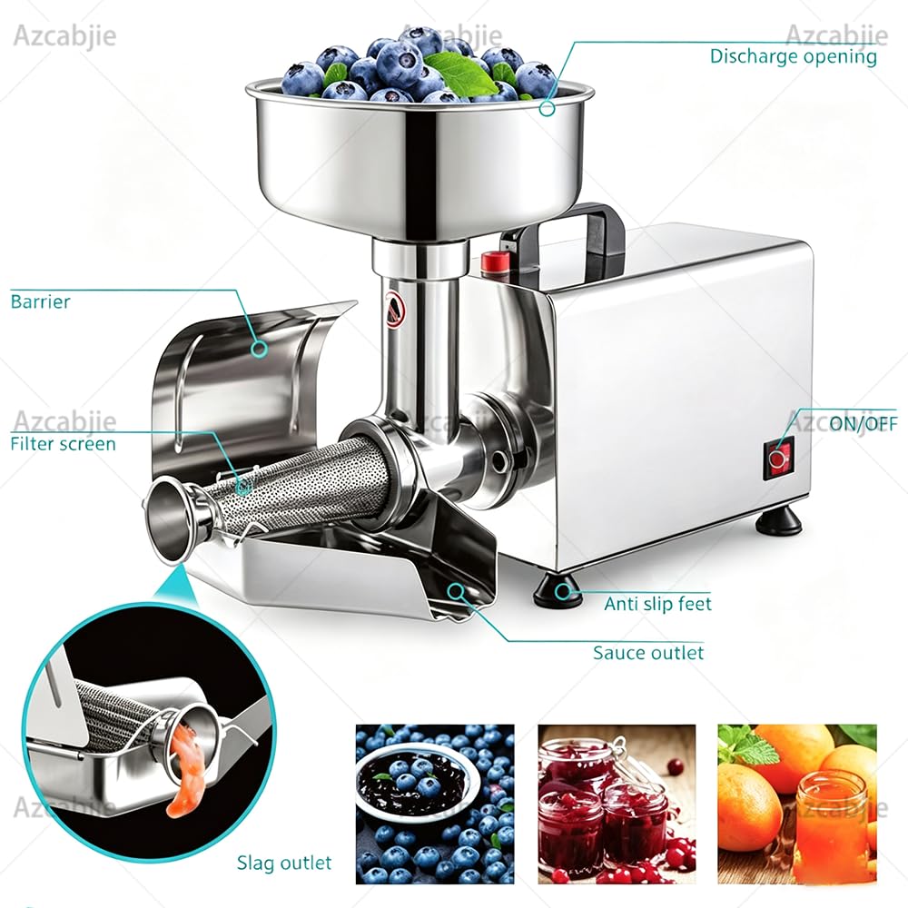 Spremi Pomodori E Colino in Acciaio Inox | Macchina per Salsa Di Pomodoro Da 450 W,Passaverdure Elettrico in Acciaio Inox Pressa per Salsa Di Pomodoro,Fragole Mirtilli