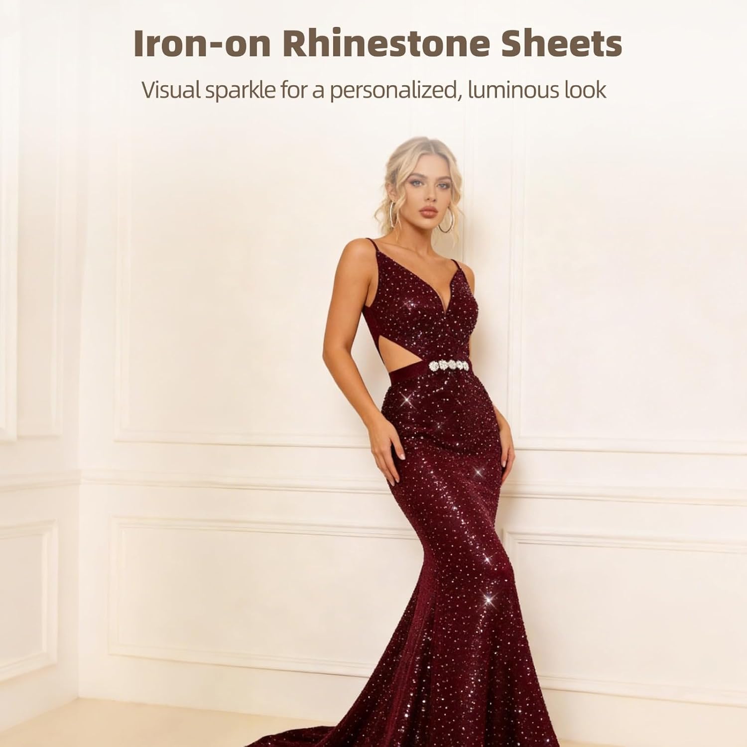 24 Pcs Iron-on Rhinestone Sheets, Glitter Hotfix Rhinestone Decals, White & AB Color Crystal Transfers for DIY, 13.4 x 11 in Hot Melt Patches for T-Shirts, Jackets, Bags, and Shoes