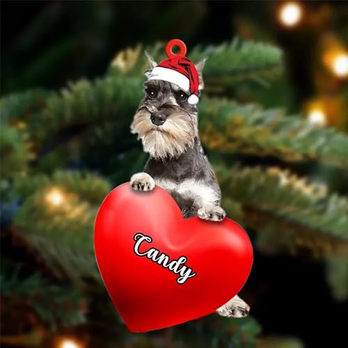 Adornos de Navidad personalizados para perros, nombre personalizado, adorno Schnauzer miniatura, adornos acrílicos, regalos de Navidad, amantes de