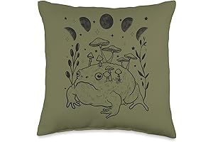 Dark Academia Moon Witchy Goblincore Aesthetic Frog Throw Pillow