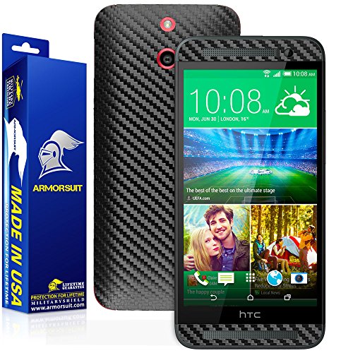 Armorsuit MilitaryShield Black Carbon Fiber Skin Wrap Film + HD Clear Screen Protector for HTC One E8 - Anti-Bubble Film