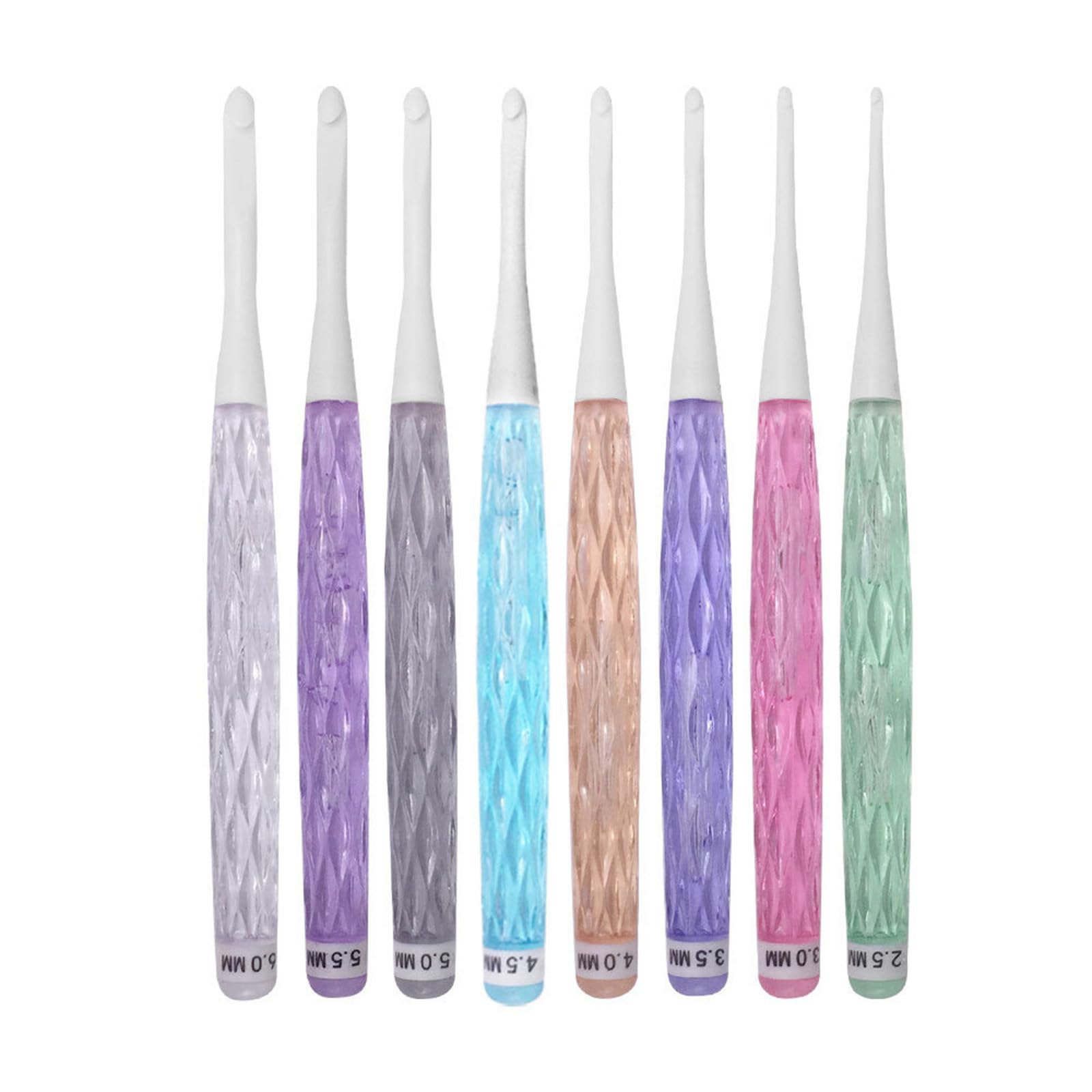 MINGLEA 8Pcs Ergonomic Crochet Hook 8 Size Long Handle Crochet Hook for Beginner Knitting Sweater Scarves Bag Socks and Hat