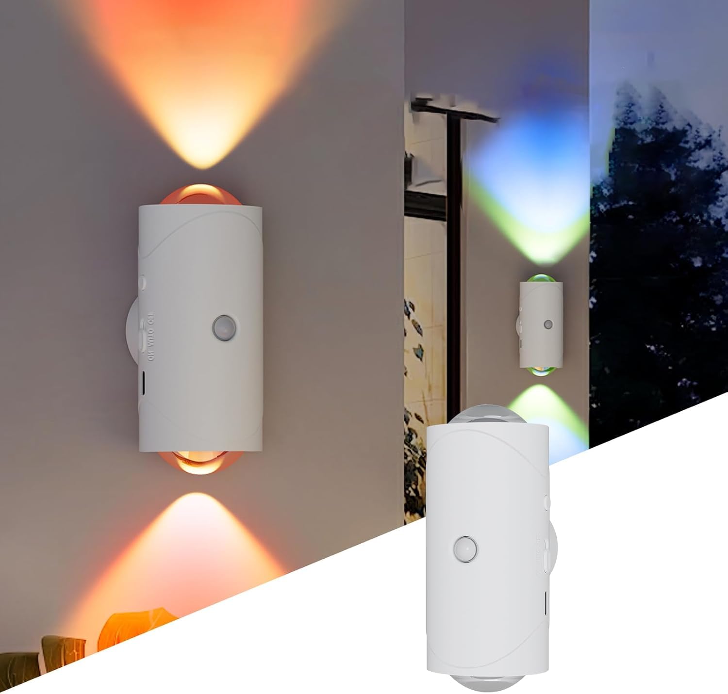 FotuYogo Motion Sensor Light Indoor, 1Pc RGB Multi-Color Changing LED Wall Sconces with USB Cable & Magnetic Patch, Rechargeable Night Lights for Bedroom Corridor Staircase