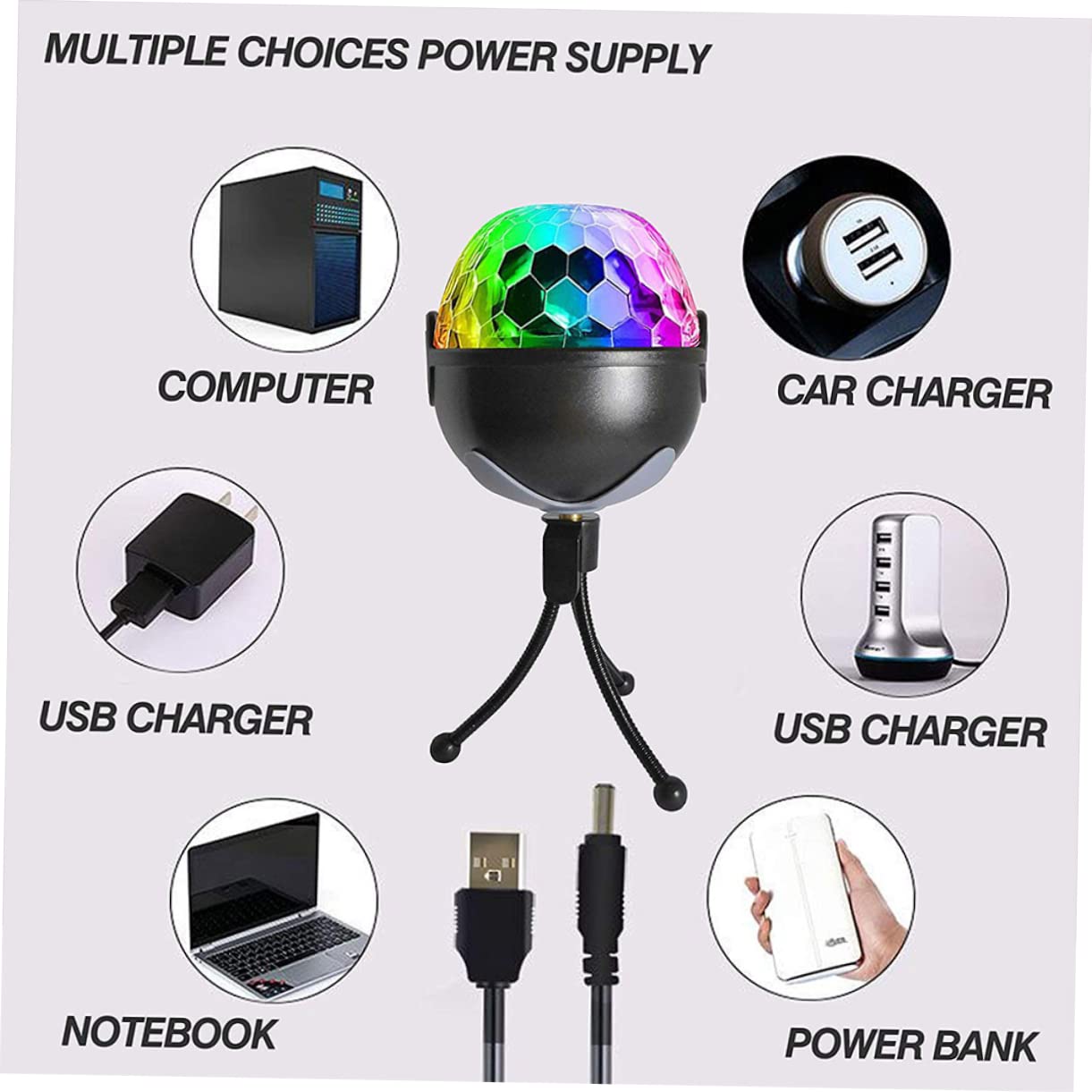 jojofuny Black Light Rechargeable Disco Balls Decor Led Mini Disco Light Plug and Control Crystal Lamp for Party Wedding Club