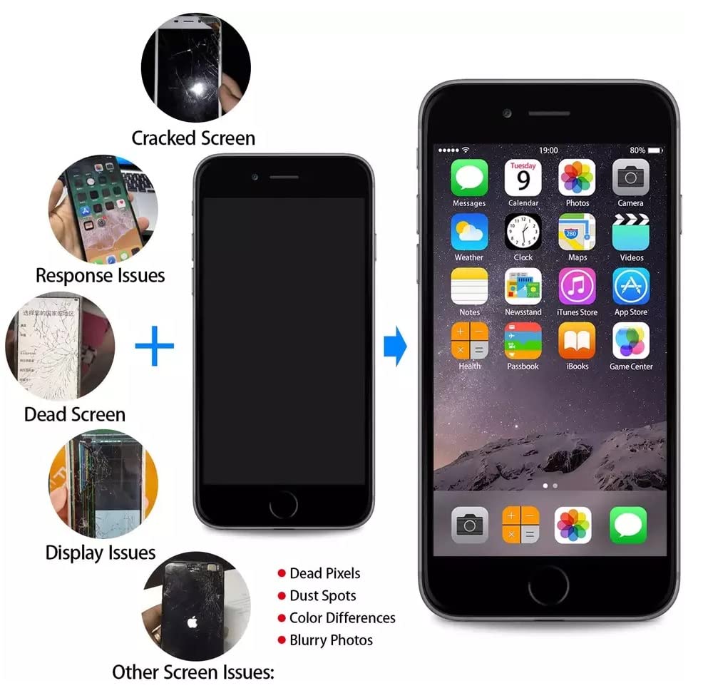 Image of eCom Hub Compatible for Apple iPhone 7 Plus Black LCD Display + Touch Screen Replacement Assembly Combo Folder