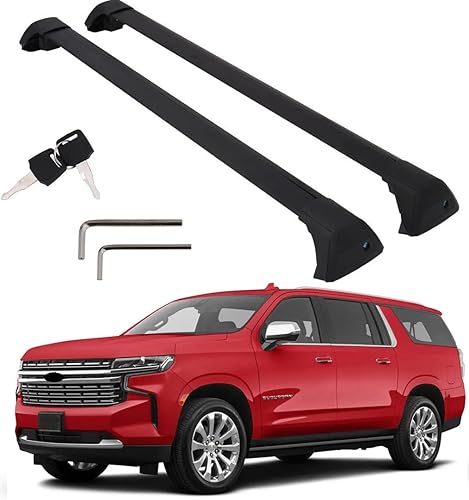 SAREMAS Portaequipajes con cerradura para Chevrolet Chevy Suburban 2021 2022 2023 2024 barras transversales para portaequipajes