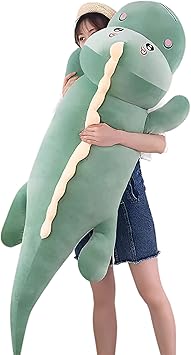 Dinosaur Plush Toy Pillow,Cute Dinosaur Stuffed Animals Doll,Soft Lumbar Back Cushion Big Stuffed Toy Cute Pillows,Great Gift for Kids Birthday,Valentine (Green,31.4in)