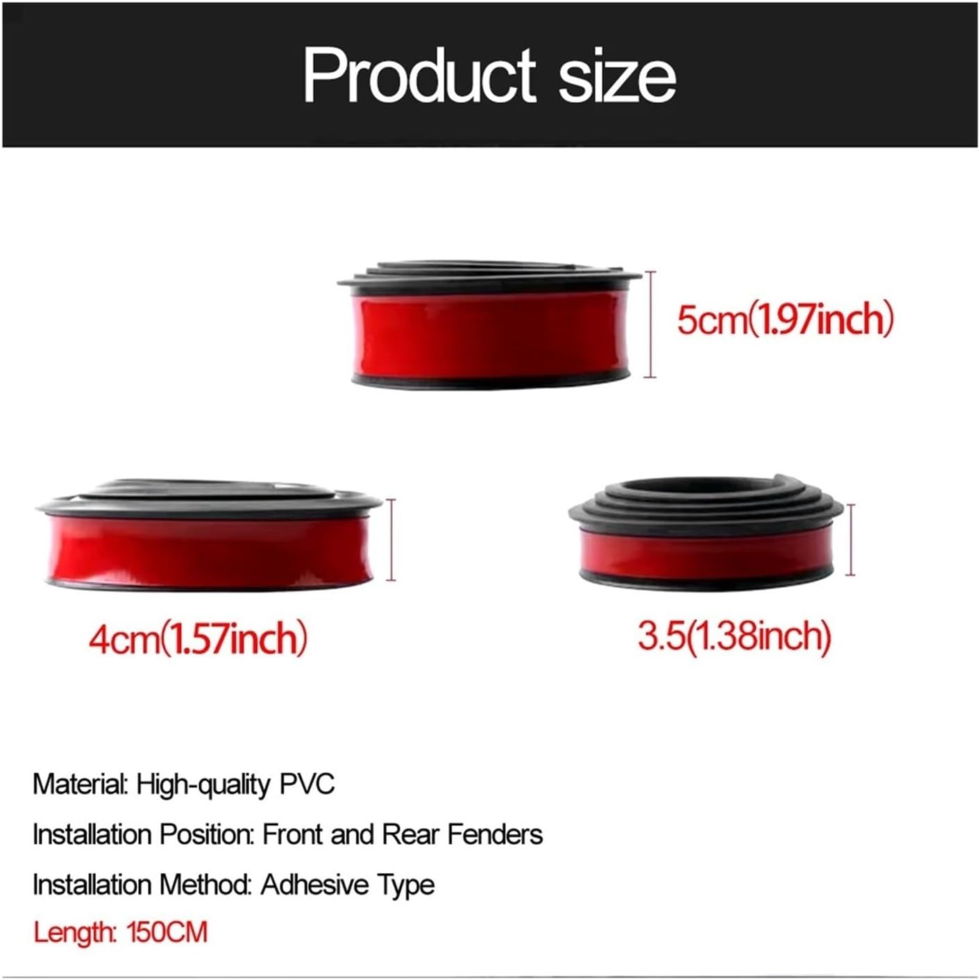 Universal Fender for Car Wheel Arches Wing Expander Arch Eyebrow Car Mudguard Lip Body Kit Protector Cover 1.5M*3.8/4.5/5.5cm(4.5cm Black)