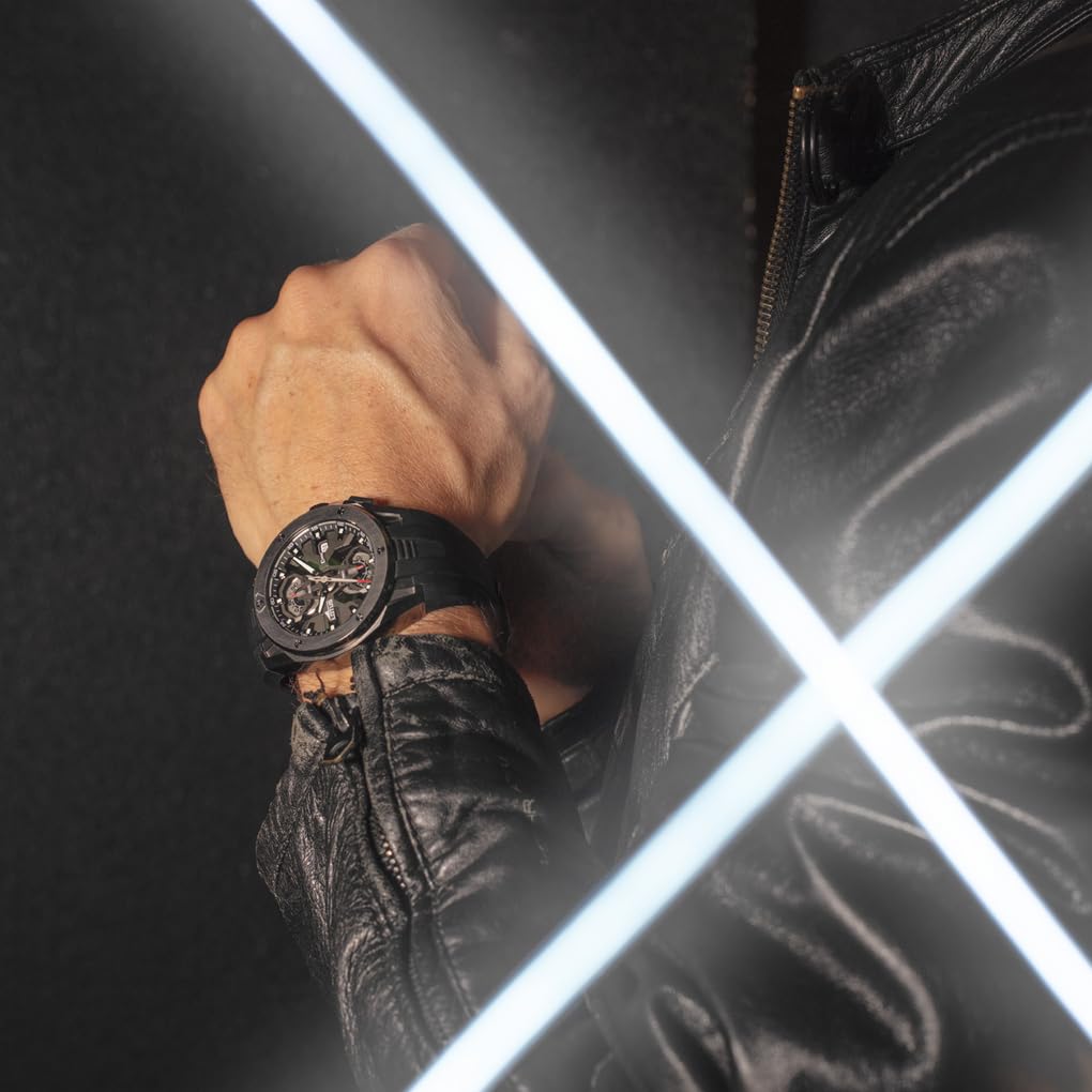 LOTUS Reloj Hombre Analógico de Acero Inoxidable y Caucho Negro