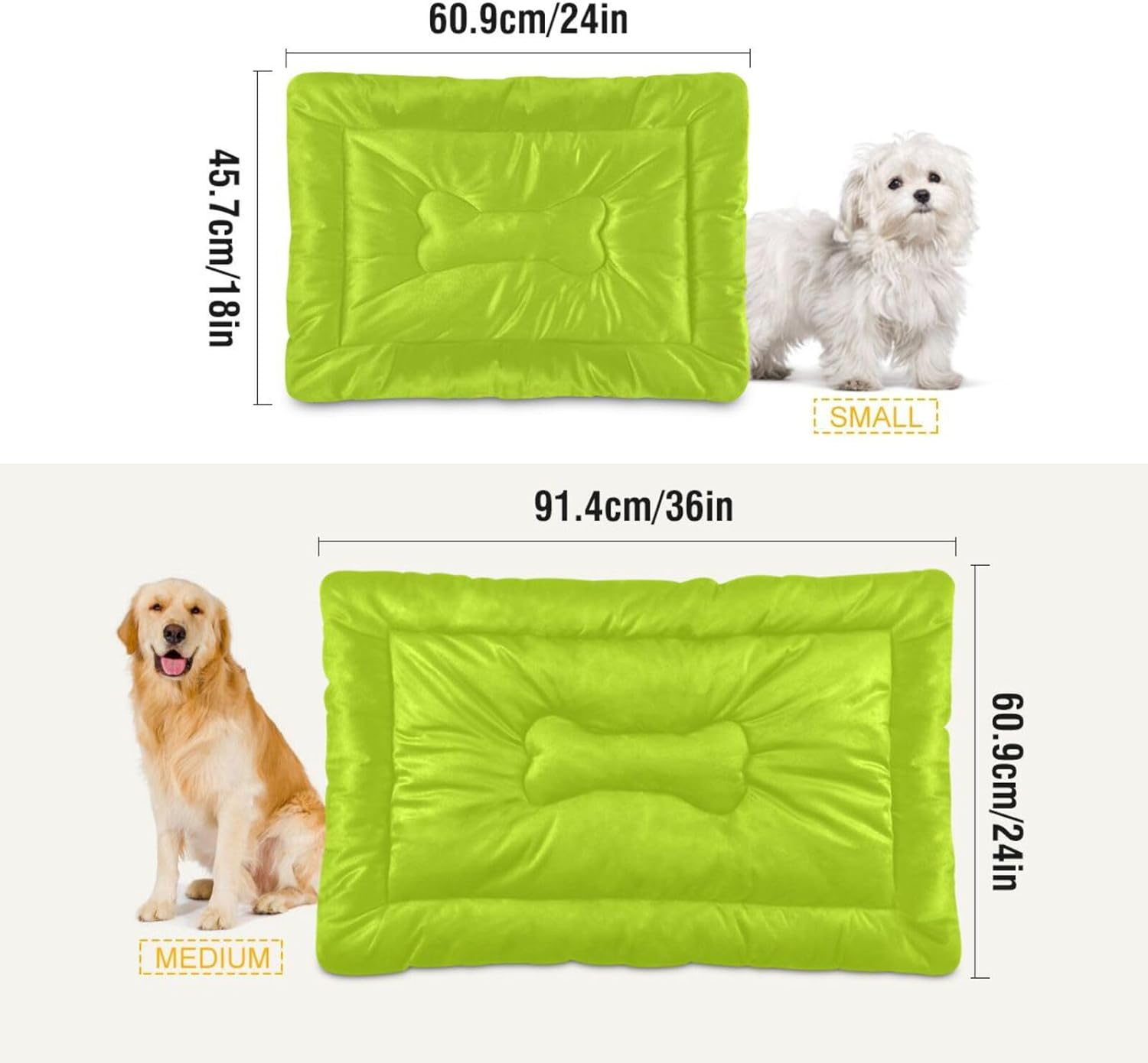 review Green Solid Color Dog Bed, Rectangle Comfortable Soft Pet Bed for Small Medium Large Dogs and Cats, 36 x 24 Inch