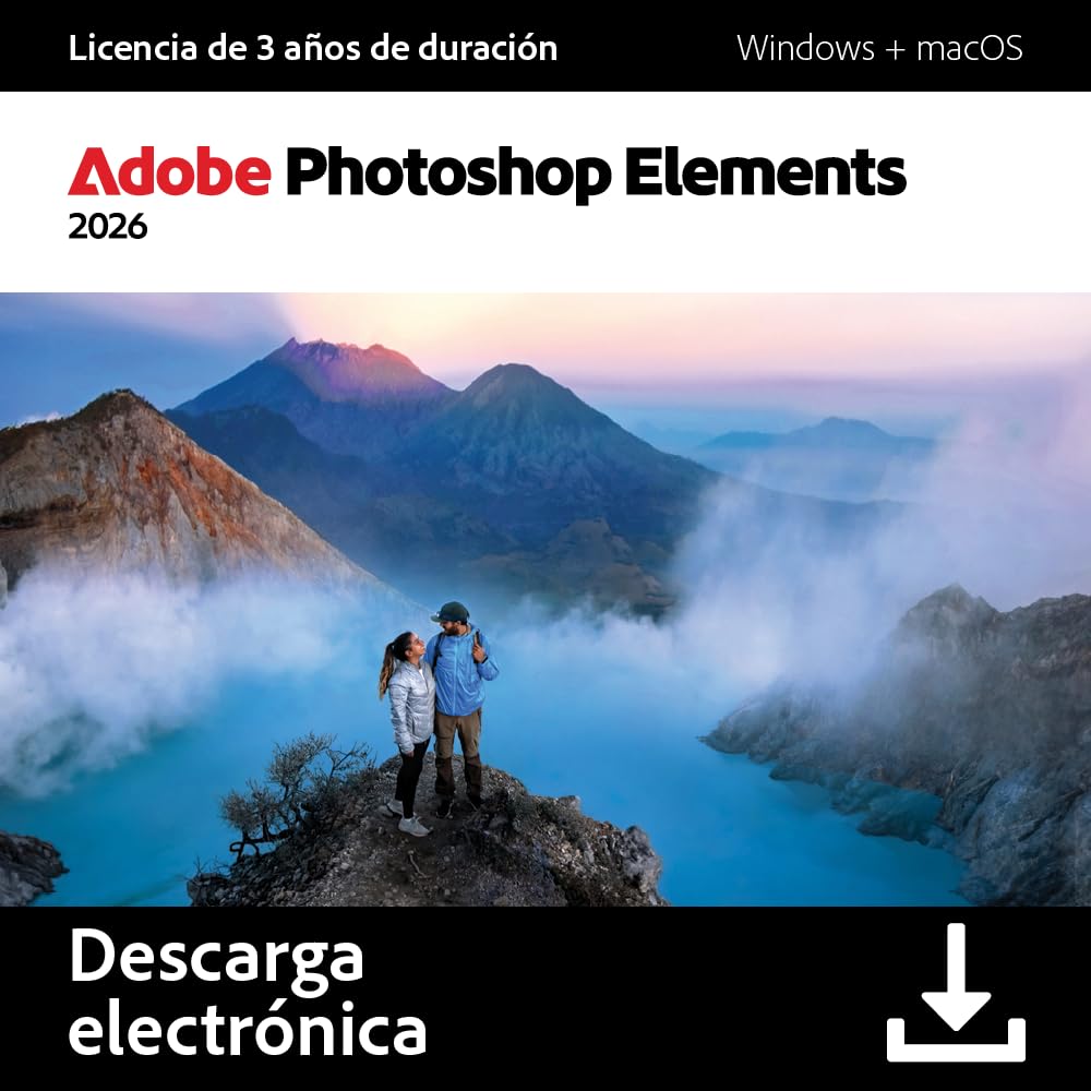 Adobe Photoshop Elements 2026 Licencia 3 años 1 Dispositivo 1 Usuario PC/Mac Descarga Digital