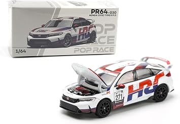 164 Diecast Model Car Compatible with Honda Civic Type-R FL5 TCR HRC Limited Edition by Pop Race PR640030