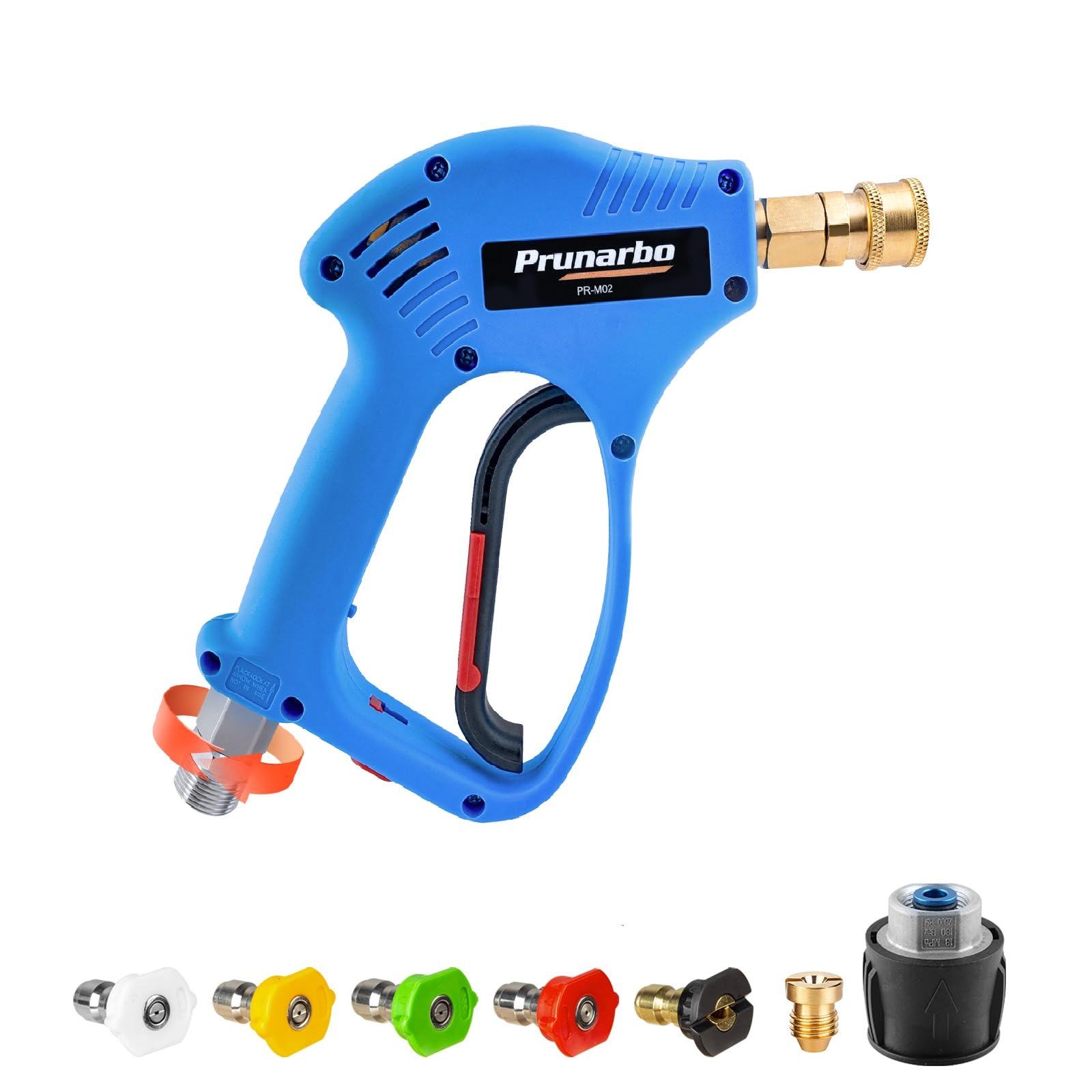 Pistola per Lavaggio a Pressione corta con Girevole - maniglia per acqua ad alta Pressione connettore rapido da 1/4 pollici 5 Punte per ugelli Pistola compatibile con Nilfish/Bosch Series