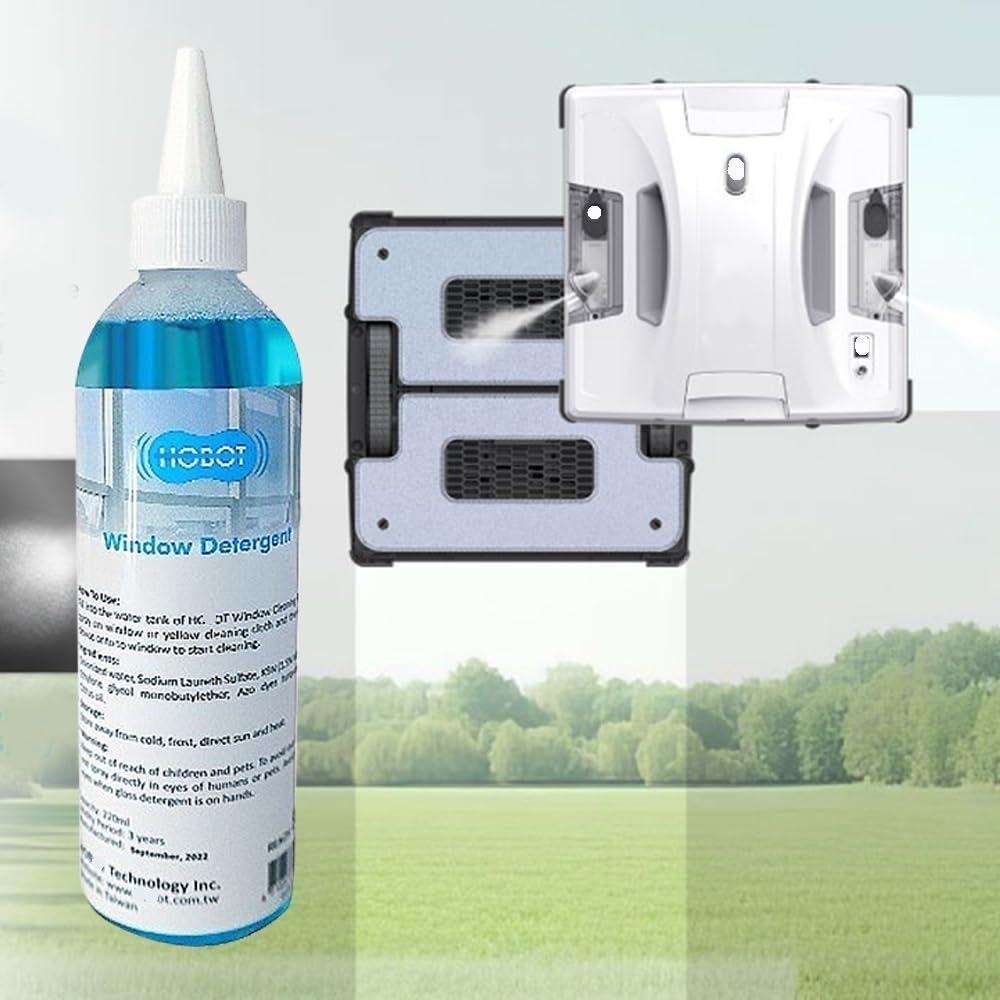 2 botellas de 220 ml de detergente líquido for limpieza de ventanas (compatible con HOBOT 2S/188/188C/198/358/368/R3/S7 PRO/298/388) Accesorios for robots de limpieza de vidrios
