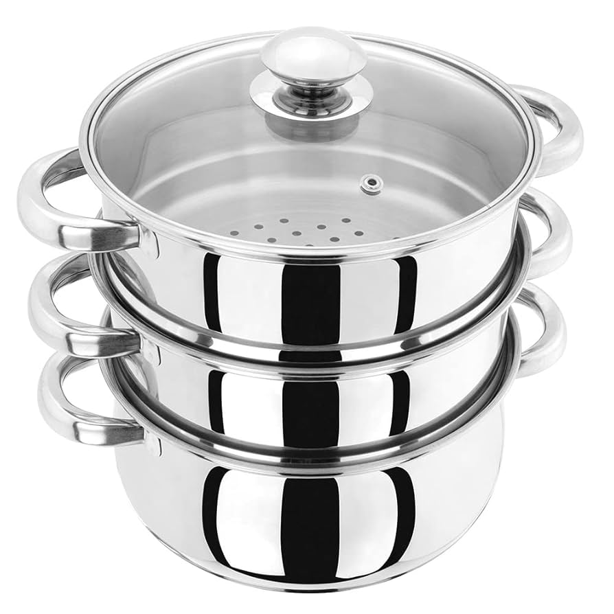 3 Tier Stainless Steel Steamer 32 Cm, Furniture & Home Living, Kitchenware & Tableware, Cookware