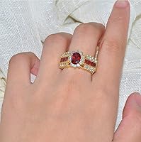 Vista 3 de Xiaomei Anillo de compromiso para mujer, oro amarillo de 14 quilates, joyería nupcial de compromiso, talla 6-10