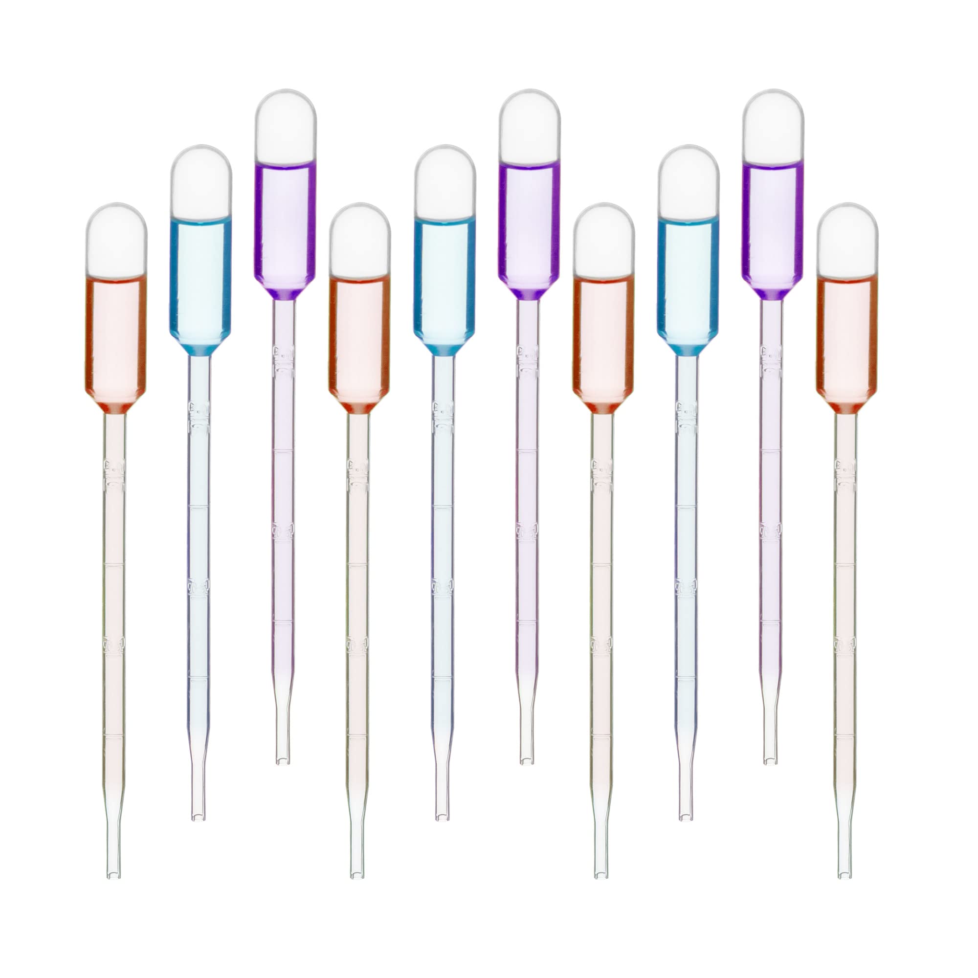 Supertek 1ml Pack of 10 Reusable Plastic Pasteur Pipette | Squeeze Dropper | Transfer Liquid | Ink Filler | Graduated Pipettes for Science Lab Experiments