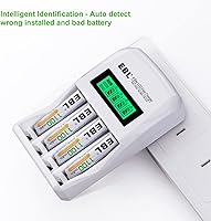 Vista 6 de EBL Baterías AAA recargables 8 paquetes de alta capacidad 1100mAh con cargador de batería recargable individual LCD AA/AAA