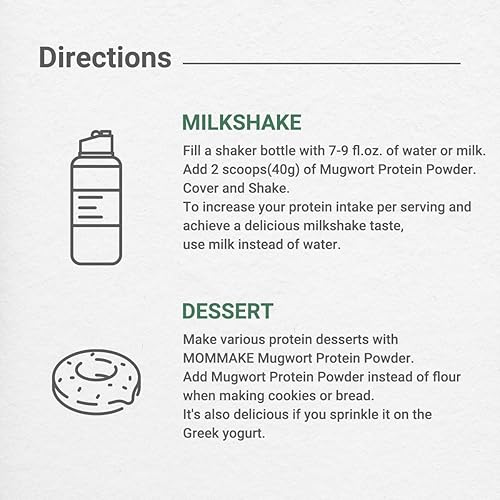 Miniatura 4 de Polvo de batido de proteína de Mugwort, 0.44 libras (7.05 oz) Ssuk Latte 0.53 oz de proteína a base de plantas (bolsa de batido (5 piezas)