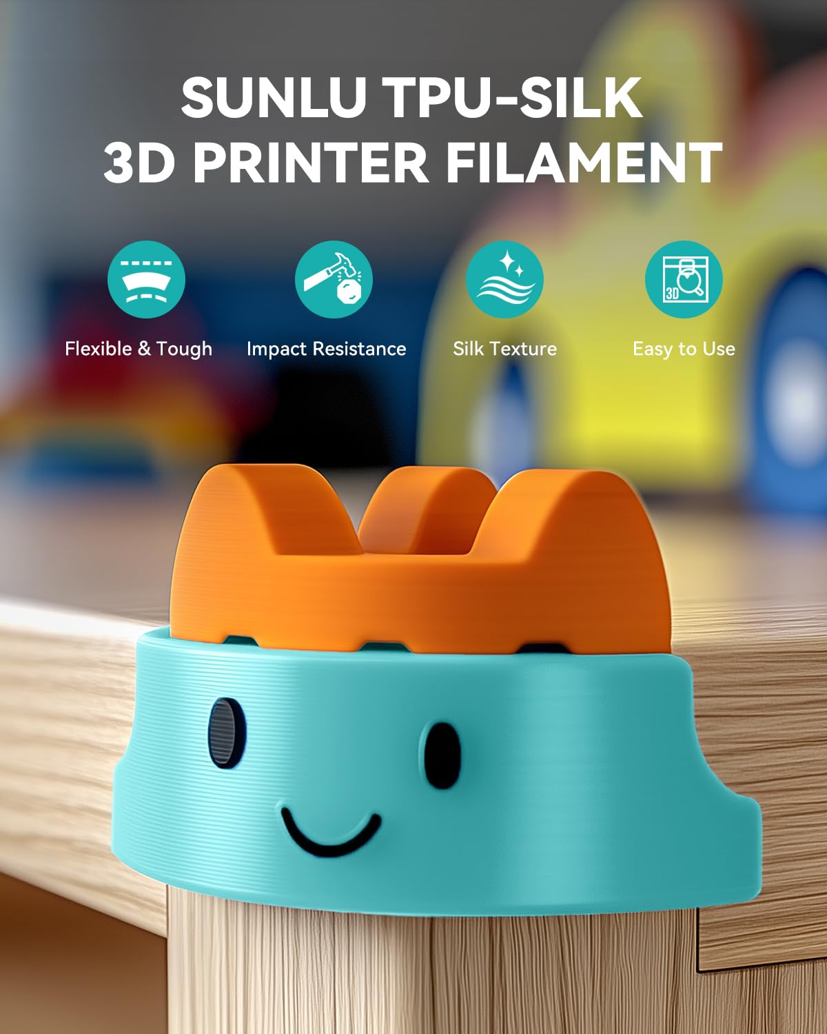 SUNLU Filament TPU-Silk Pour Imprimante 3D, Filament TPU 98A De 1,75 Mm, Surface En Soie Brillante, Précision Dimensionnelle +/- 0,03 Mm, 1 Kg