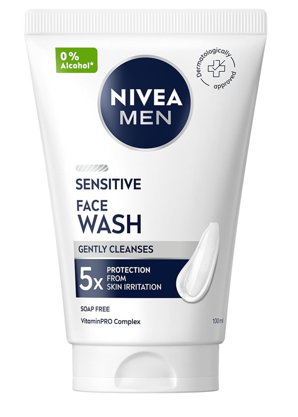 NIVEA MEN Sensitive Face Wash (100 ml), Face Wash for Men, Facial Cleanser with Chamomile Extract and Vitamin PRO Complex, Men's Skin Care Essentials