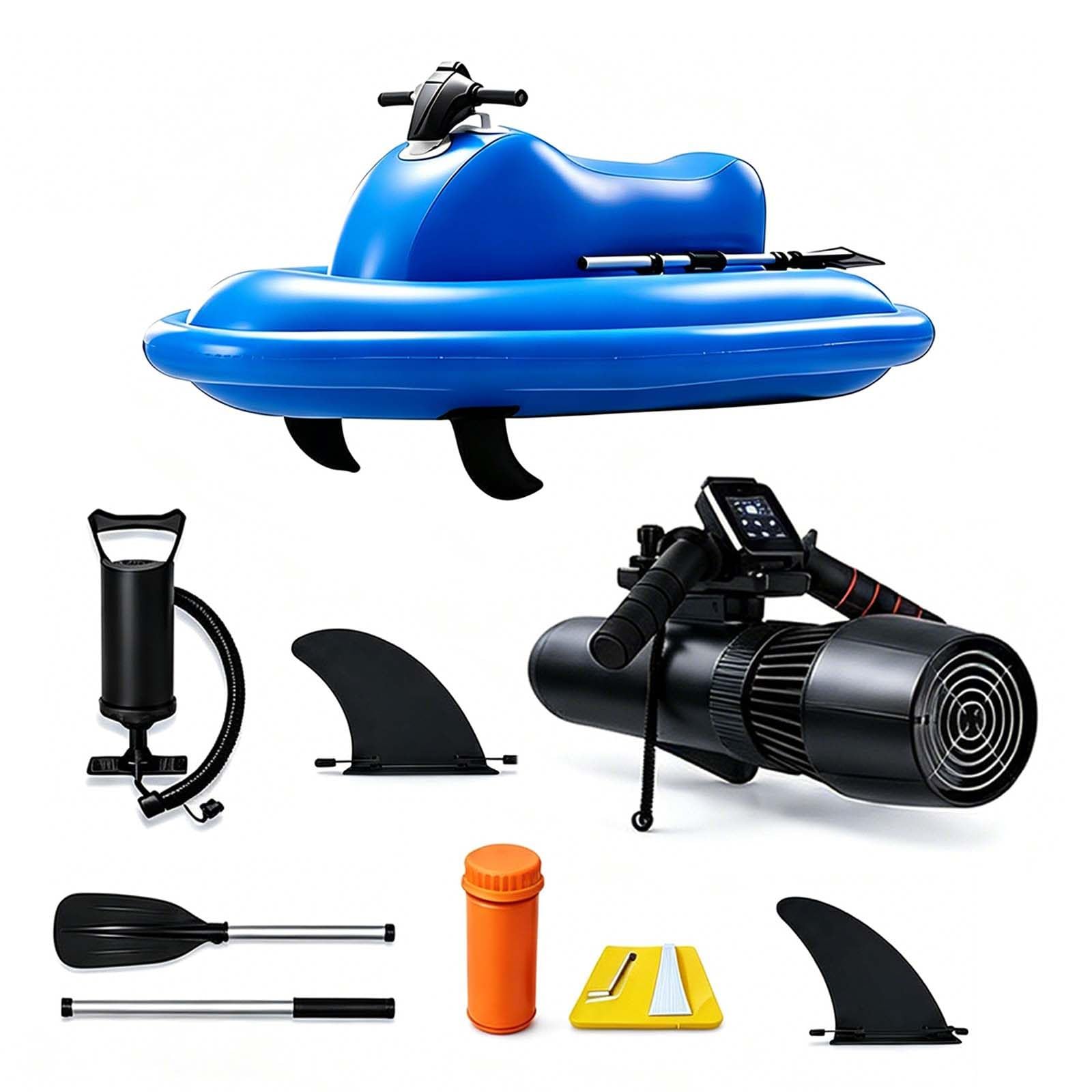 QFGain Underwater Scooter with Electric Inflatable Boat, 500W Brushless Motor, 40M Diving Depth and Foldable Kayak for Snorkeling and Fishing Boat+700W16A