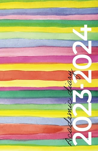 Academic Diary 2023-2024 A5 Week To View | Modern Rainbow Watercolour Hardback: Small Mid Year Planner | August 2023 - July 2024 | UK Holidays &amp; Moon Phases