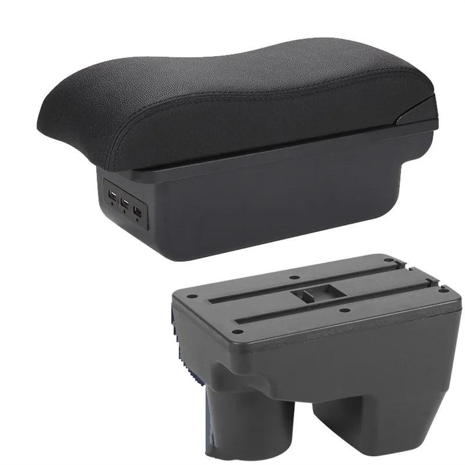 NOHEEU Auto Parts Interior Details Armrest Storage Box Modification Accessory For Yaris For Elegant 2021 2022(B2 Black line 3USB)