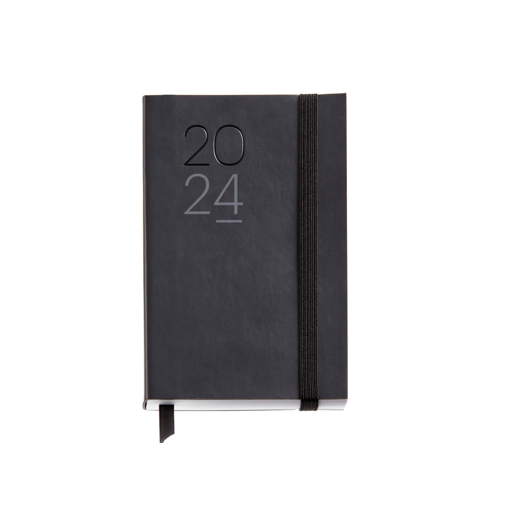 Miquelrius - Agenda Anual 2024, Día Página, Tamaño Passport 90 x 140 mm, Cubierta flexible símil piel cosida, Español, Inglés y Portugués, Negro